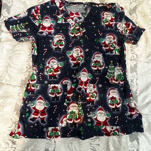 Santa scrub top